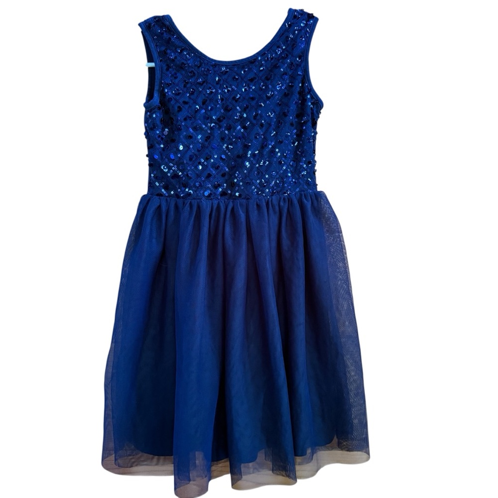 Place Navy Blue Sequin Dress girls 7/8